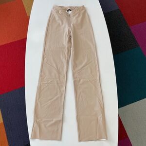 Naked Wardrobe Pants Womens Small Beige Flared Faux Leather HighWaisted Zip